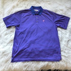 Donald Ross Golf Polo Shirt Blue Pink Striped‎
